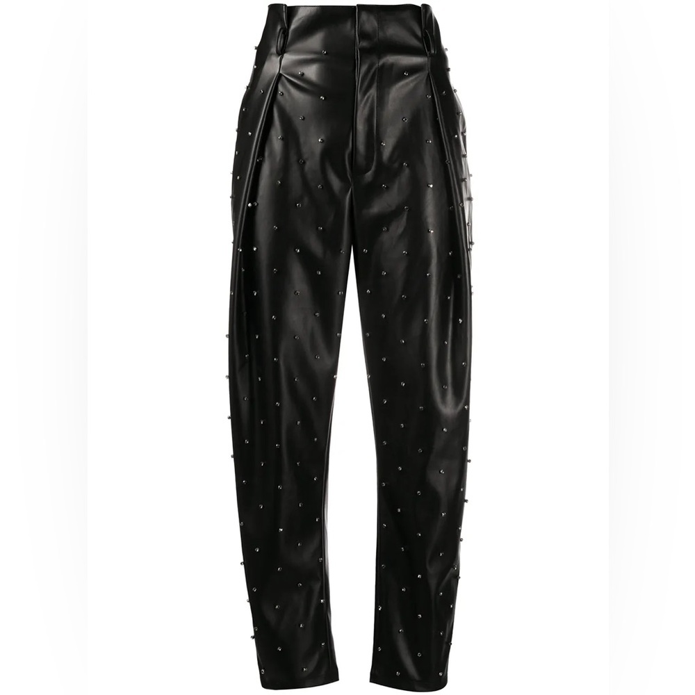 Liu Jo Milano faux leather Black Pants with Stud Accents high waist size 38 EU